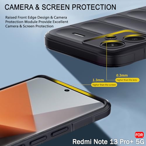 Image of TheGiftKart Liquid Silicon Back Cover Case for Mi Redmi Note 13 Pro Plus 5G | Shockproof Military Grade Protection | Micro-Fibre Cloth On Inner Side | Built-in Anti-Slip Grip Back Cover (TPU, Black)