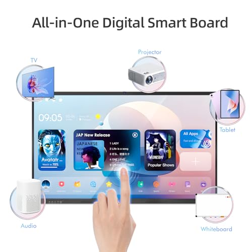 Image of 55 inch Smart Board, Interactive Whiteboard, 4K UHD Touch Screen, Android 14, 8+128G, All in One Smartboard for Classroom Office Home (Wall Mount Included)