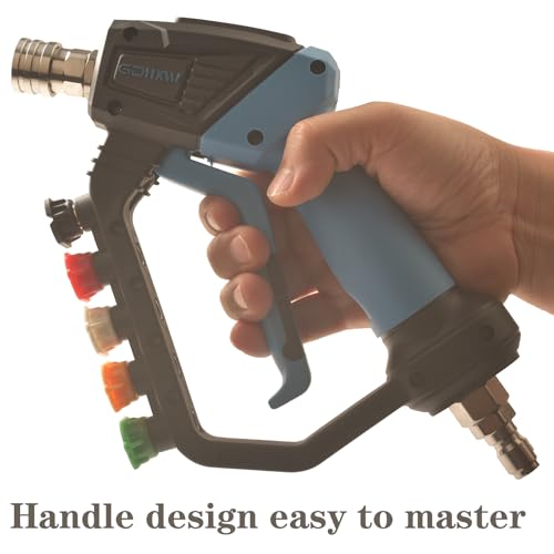 Image of GDHXW Short High Power Pressure Washer Gun with Swivel, 5 Nozzle Loss Prevention Design 5000 PSI For Pressure Washer