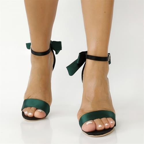 High Heels for Women | Emerald Green Ankle Strap Sandals, Church Wedding/Homecoming Comfort Pumps, Extended Sizes,Green,374