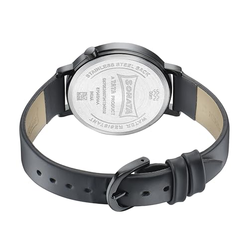 Image of Sonata Elegent Essentials Quartz Analog Silver Dial Leather Strap Watch for Women