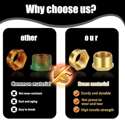 jwtyu 4 Stück Reduzierung 1 Zoll auf 3/4 Zoll Messing Reduzierstück 1 auf 3/4 AG/IG Reduzierung Mit Sechskant für Wasserleitungen und Wasserpumpen