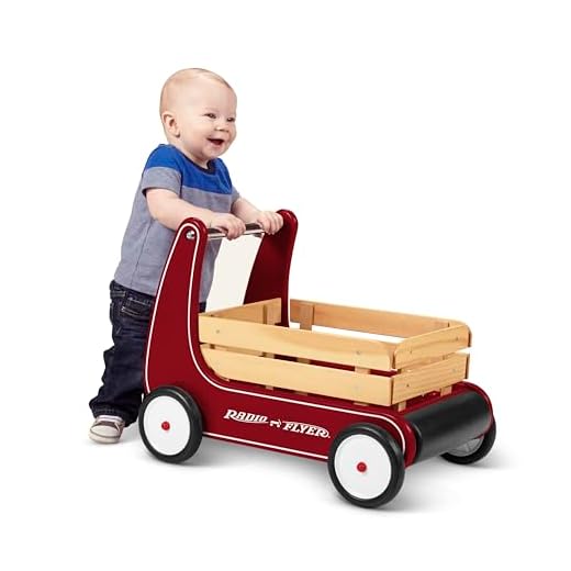 Radio Flyer Classic Walker Wagon, Sit to Stand Toddler Toy, Wood Walker, 1-4 Years , Red