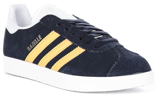 Image of adidas Gazelle Men's 3 Stripes Logo Classic 90S Sn Trainers (Navy Yellw, US 8M /9F)