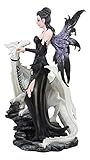 Ebros Gothic Khaleesi Fairy with Arctic White Dragon Statue 9.5' Tall Decorative Mythical Fantasy...