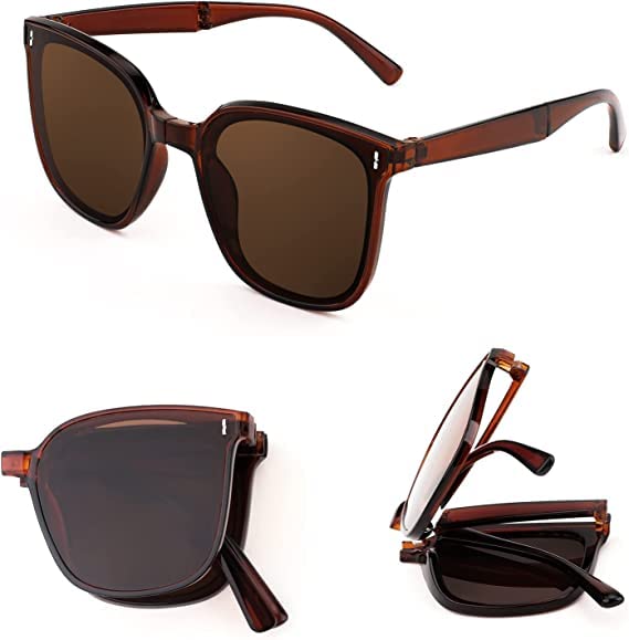 MAKINGTECFoldable Sunglasses Women Men, Square Folding Easy Carry Foldable Shades UV400 Protection Lens, Sun Protection Sunglasses Suitable for Summer Outdoor Beach Travel Camping