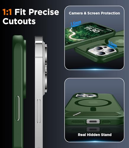 Image of Magnetic Compatible with iPhone 13 Pro Max Case, [Built-in Invisible Kickstand][Compatible with MagSafe] [Military Grade Shockproof] Slim Translucent Matte Phone Case for iPhone 13 Pro Max 6.7 inch
