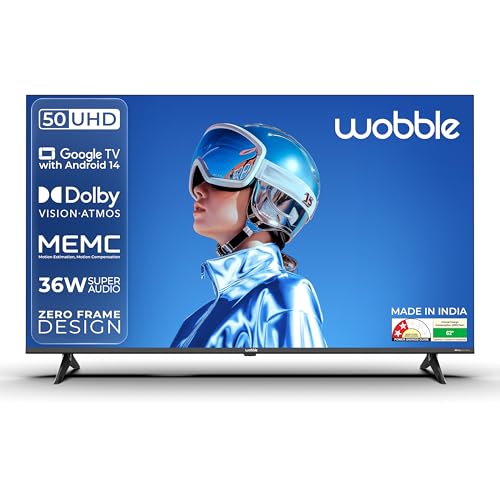 Image of Wobble 127 cm (50 inches) K Series 4K UHD Smart LED TV with Google TV 5.0 (Black) WB50UDAGU2875D25