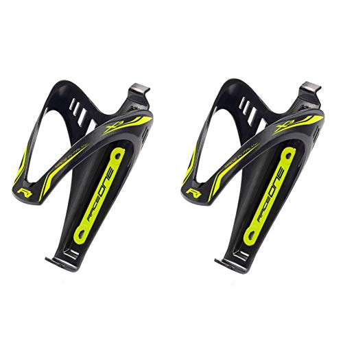 RaceOne.it PAR portabidón X3 Yellow Fluorescente de Botella para Bicicleta Ideal Bicicleta Race Cristal/Senderismo Bike. Acabado Mate. Color Negro/Amarillo flúor. 100% (RO 2 X 3 _ yfl)