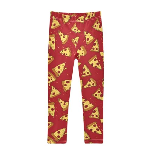 Red Pizza Girls Leggings Soft Stretch Workout Yoga Dance Pants for Kids Casual Tights