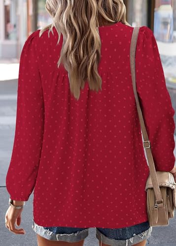 BETTE BOUTIK Womens Boho Fall Long Sleeve Shirts Crewneck Dressy Casual Blouses Trendy Flowy Tops
