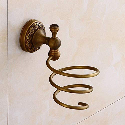 Support sèche-cheveux mural en spirale bronze rétro rangement maison
