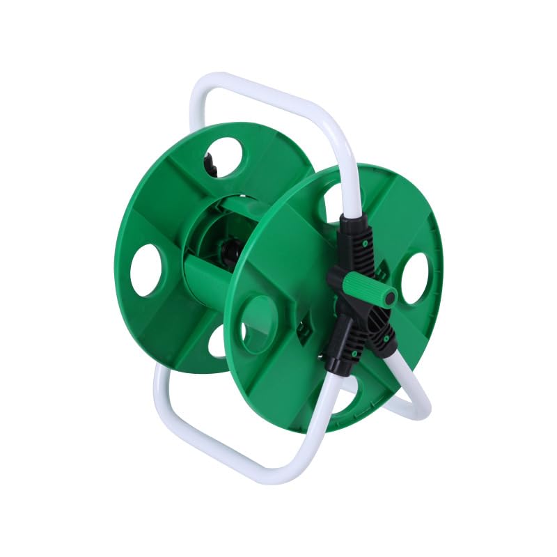 Hose Reel Lightweight Portable Hose Pipe Reel Prevents Twisting Free Standing Mobile Hose Reels for Home Patio Deck Yard Garden Driveway Stable Hose Guide,Aluminium Construction ﻿ (Green)