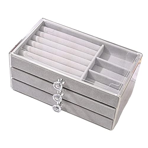Generic Organizador de joias em acrílico transparente com 3 gavetas porta-joias de estojo para pente