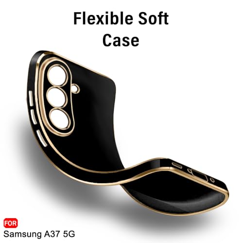 Image of TheGiftKart Back Cover for Samsung Galaxy A37 5G Case | Luxurious Golden-Plated Outlines | Raised Lips for Camera & Screen Protection | Shockproof Design | Stylish Galaxy A37 Back Cover (TPU, Black)