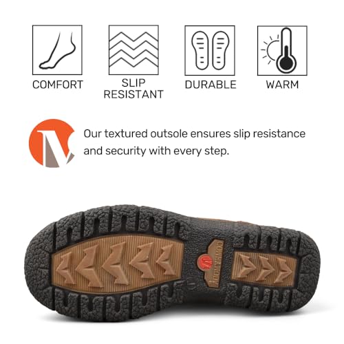 Comfy Moda Women's Waterproof Wool Lined Leather Winter Boots Storm