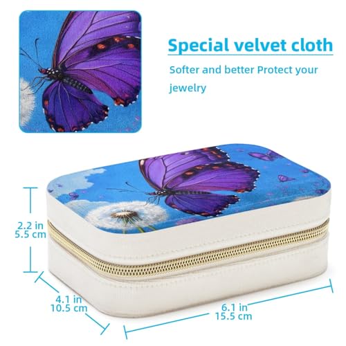 Boîte à bijoux portable pissenlit papillon violet pour bague - 5