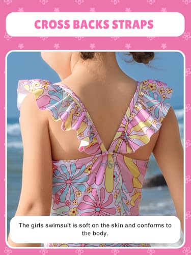 Image of Angel season Girls Swimsuits Kids Bathing Suit One Piece Swimwear with UPF 50+ Cute
