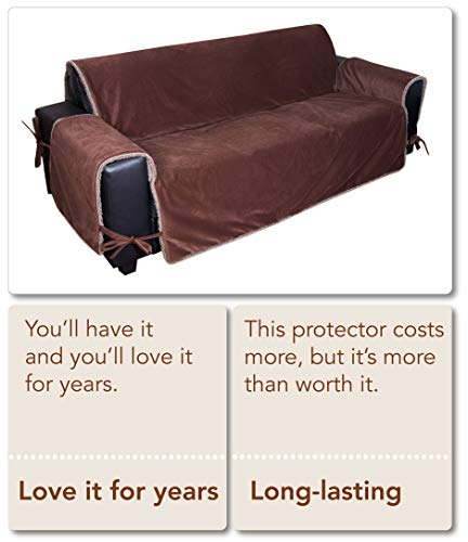 Floppy Ears Design Waterproof Corduroy And Fleece Sit And Stay Couch Protector Furniture Cover (Large, Three Cushion Couch Size, Chocolate) #TOP1