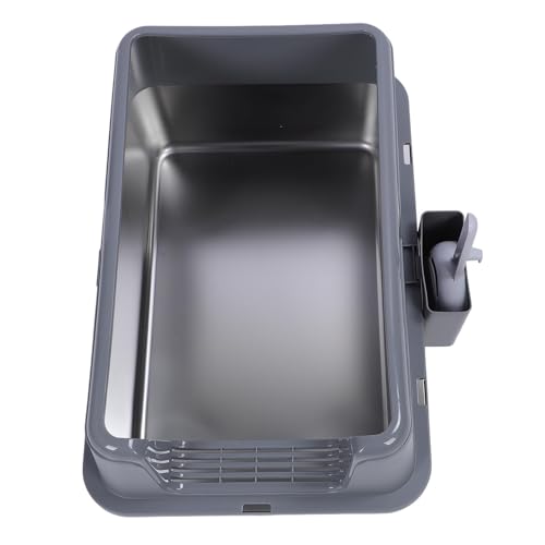 Arenero para gatos de acero inoxidable extra grande con entrada superior gris miniatura 1