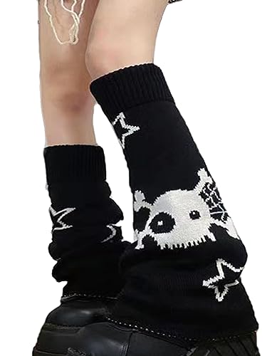Image of WODECASA Girls Kawaii Leg Warmers Knitted Flared Leg Sleeves Goth Crochet Baggy Cuff Ankle Heap Socks