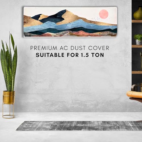 Image of Printed Split Ac Cover Indoor Unit For 1.5 Ton Capacity AC, Inner Unit Ac Cover, All Weather Cover /Attractive Digital Prints /Dustproof /Silken water-resistant Split Ac Cover (Mountain)