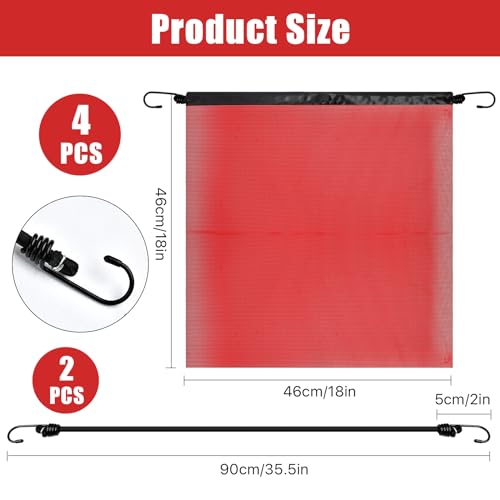 Lainballow Pacote com 4 bandeiras de segurança com laço de arame, bandeiras vermelhas de aviso de 45