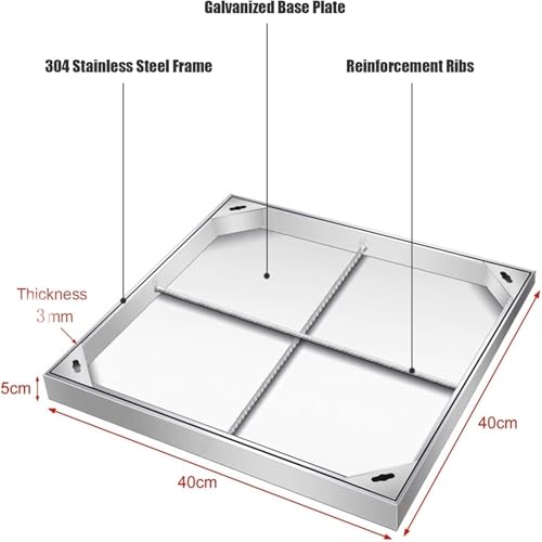 Couvercle invisible carré robuste en inox 304 pour trappe de cour