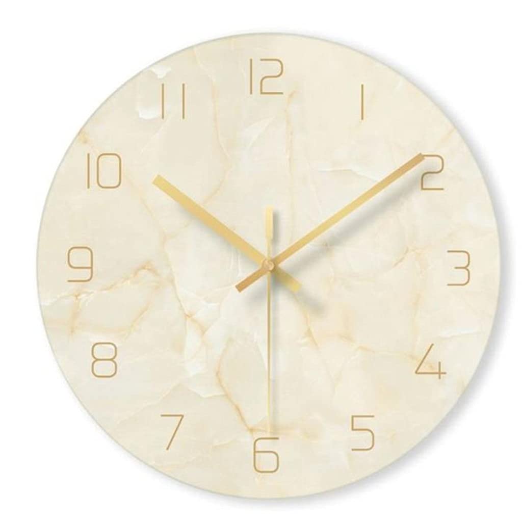 RENSLAT 12Inch Nordic Marble Color Digital Wall Clock Modern Tempered Glass Bedroom Art Clocks Personality Living Room Wall Watch (Color : D, Size : One Size)