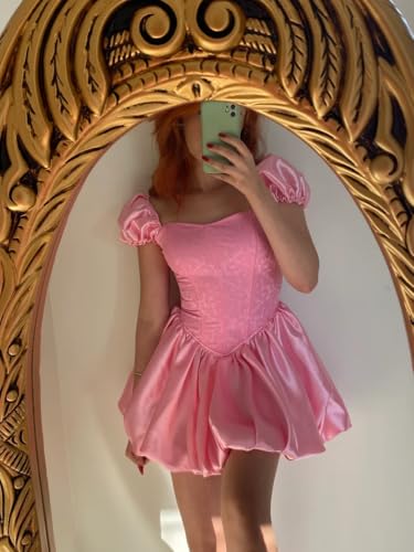 Changuan Puffy Satin Homecoming Dresses for Teens 2025 Jacquard Cap Sleeve Short Prom Dress A-line Cocktail Party Gown2