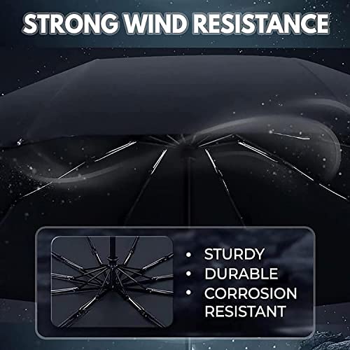 Windproof Led Sun & Rain Umbrella,Lights Up The Rain Night - Fully Automatic Umbrella With Light,Travel Umbrella With Pivoting Head Led Flashlight For Night Safety (1Pcs, Black) #TOP6