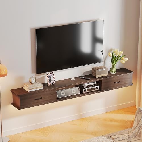 FloatiCasa Floating TV Stand with 2 Doors,47'' Wall-Mounted TV Console,Floating TV Cabinet,Floating Console Shelf,Wall Mounted TV Cabinet(Walnut)