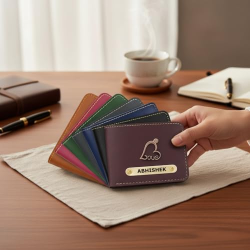 Image of Personalized Leather Wallet for Men with Name & Charm | Vegan Leather Wallet & Passport Cover Holder for Men & Women | Customized Gift for Boys, Husband, Brother