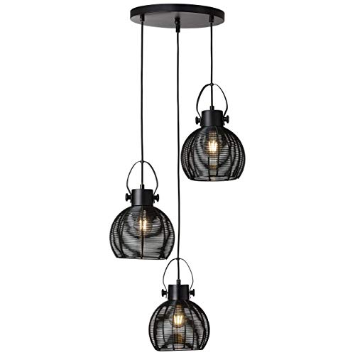 Suspension 3flg Rondell Noir Brilliant Sambo, luminaire au design industriel épuré