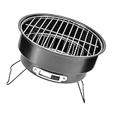 WOONEKY Edelstahl Campinggrill Rund Tragbarer Picknickgrill mit Abnehmbarem Rost Luftzirkulation Outdoor Grillherd für Camping und Freizeit