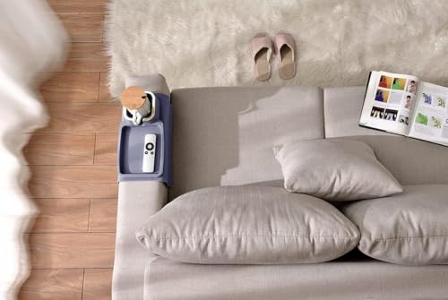 Image of Silicone Couch Cup Holder, Tray Anti-Spill Sofa Drink Coaster Anti-Slip Armrest Cup Holder Suit Tray for Remote, Snacks, Tissue, Magazines, Cellphone and iPad, Gift for Family, Friend (Blue)
