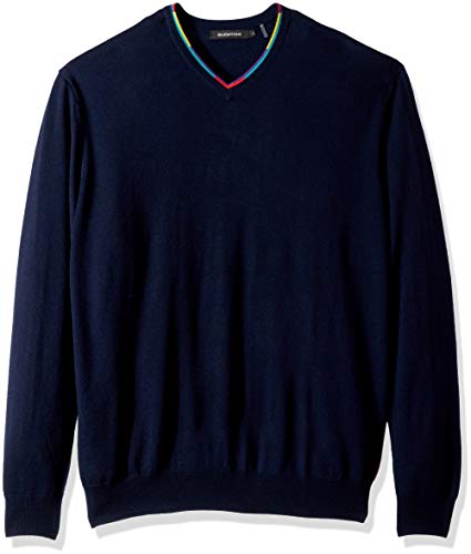 Bugatchi Men's Long Sleeve Pullover Sweater, Navy, X- Large
