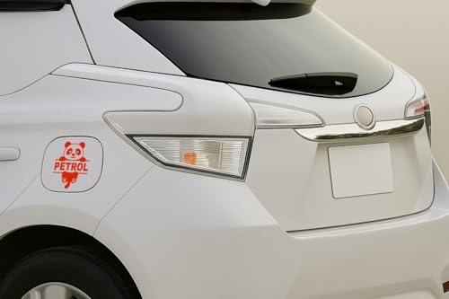 Image of Panda Petrol Sticker for Car - Waterproof Vinyl Fuel Tank Decal, Cute Cartoon Animal Petrol Cap Decoration, Durable & Easy to Apply (RED)