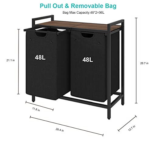 Laatooree Laundry Hamper, Two-Color 2 × 48L Laundry Basket With 2 Removable Laundry Sorter Bags And Top Shelf, Clothes Hamper For Laundry Room, Bathroom #TOP2