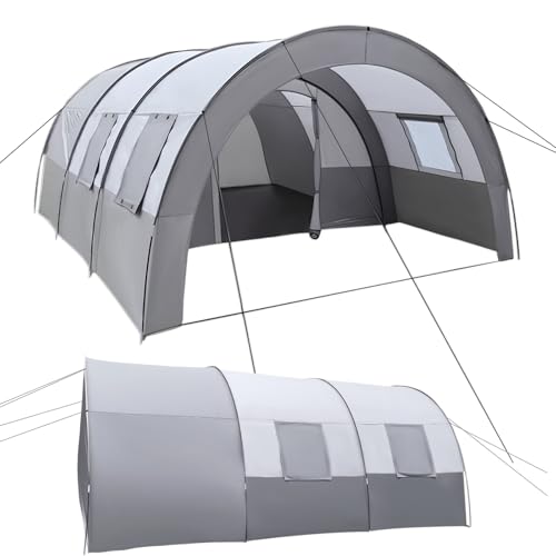 Large Tunnel Tent for 6 People, Camping Tent with Mosquito Proof Windows, Portable Carry Bag, for Camping Beach Garden Driving and Outdoors