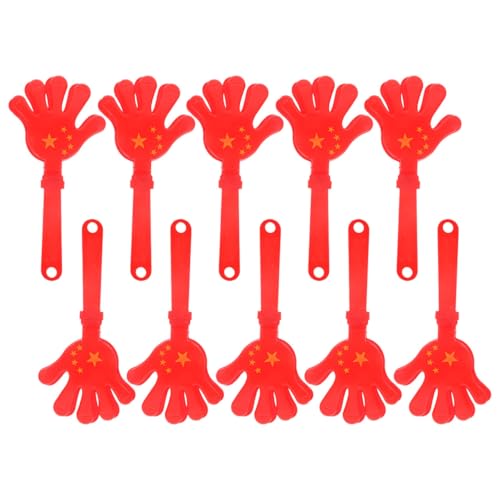 GALPADA 10 StüCk Nationalflagge Handklatscher 28Cm Leichte Abs KlatschhäNde Mit Roter FüNf-Sterne-Flagge Ideal FüR Nationalfeiertag Feier ZubehöR Und Sportveranstaltungen