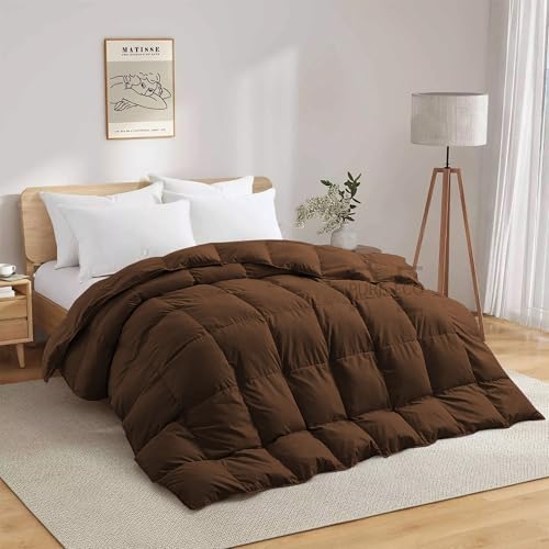Image of PURE ECO 600 GSM Down Alternative Comforter for King Size (90 inchX106 inch) - 600 GSM Heavy Winter Comforter /Rajai /Duvet /Blanket Microfiber Super Soft Fluffy for Winter King Size - Chocolate Brown Color