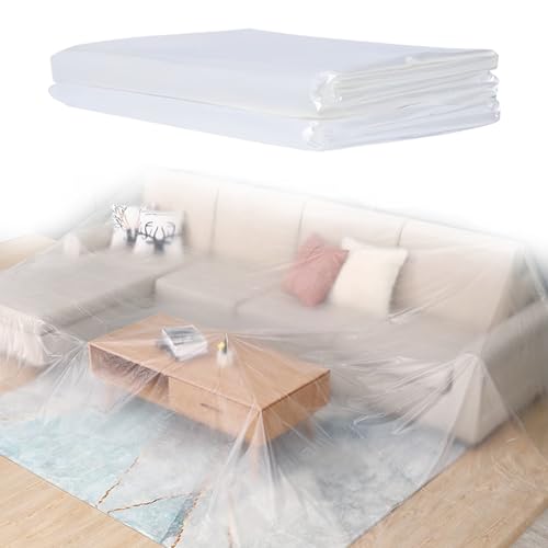 TUAKIMCE 2PC Möbelhülle Sofabezug Abdeckung, 2x3m Transparente Kunststoff 𝙎𝙤𝙛𝙖 𝙎𝙩𝙖𝙪𝙗𝙨𝙘𝙝𝙪𝙩𝙯𝙖𝙗𝙙𝙚𝙘𝙠𝙪𝙣𝙜𝙚𝙣 Wasserdicht Sofa Cover Sofa Protector für Bett Sofa Sessel Möbel