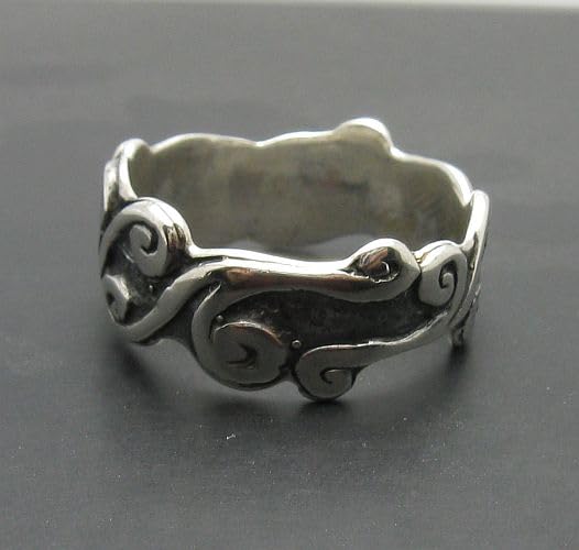 Bague argent 925 artisanale 10 mm large étoiles faite main - 3