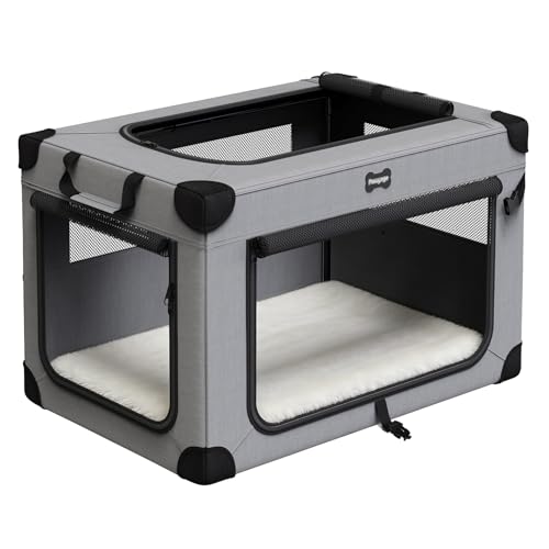 Collapsible 36-Inch Dog Crate with Plush Mat