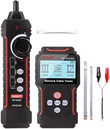NOYAFA NF‑8209S Network Cable Tester – Upgrade Ethernet Cable Tester with PoE Detection, NCV Voltage Test, Cable Length Measurement, Port Flashing & Anti-Interference Scan Modes