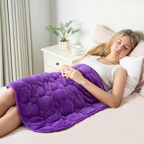 Wemore Weighted Lap Blanket 7lbs for Adults, Small Weighted Blanket for Travel, All-Season Weighted Lap Pad, Machine Washable, Dual Purple 24x29 inches