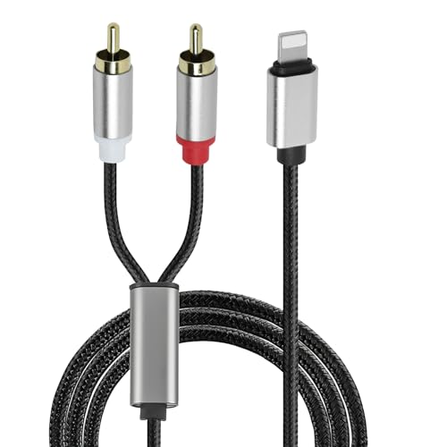 Supecesorio Cable RCA Audio, Cable Cinch para Phone, Cable Lightn a 2RCA, Adaptador de Audio para Phone 13, 13, Pro 13, Pro Max 13, Mini 12, 12, Pro Max 12, Mini 11 Pro Max XS X 8, 7,1 M