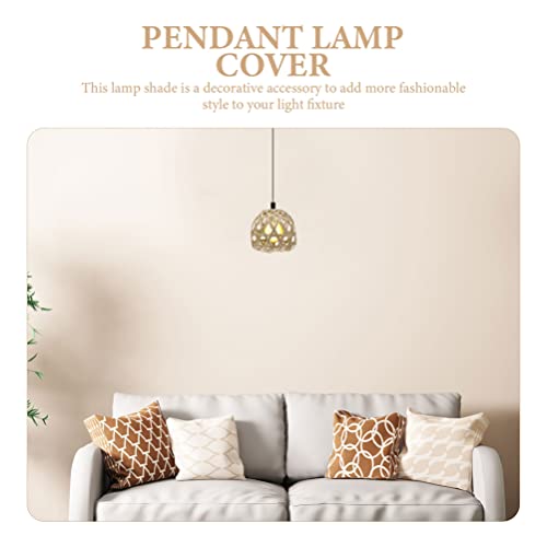 Beavorty 4Pcs Woven Pendant Lamp Shade Mini Rattan Basket Chandelier Lamp Shade Light Bulb Cage Guard Table Lamp Cover For Hanging Lamp Ceiling Wall Floor Lamp Candle Bulb #TOP5