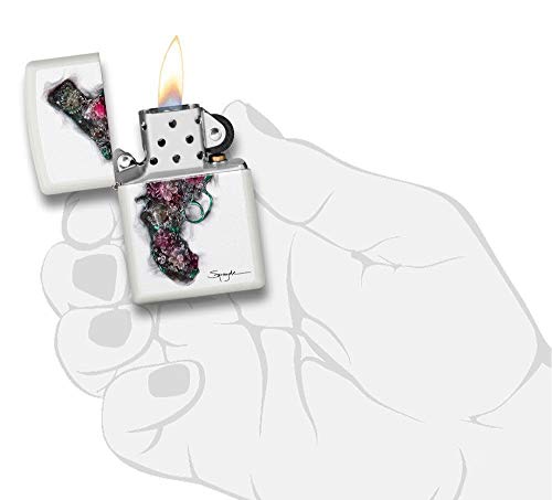 Encendedor Zippo Spazuk Flower Blanco Mate de Bolsillo miniatura 5